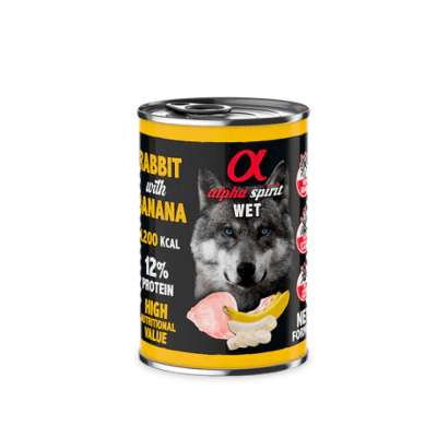Alpha Lata Perro Adulto Conejo Platano 400 gr1
