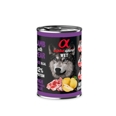Alpha Lata Perro Adulto Cordero Pera 400 gr1