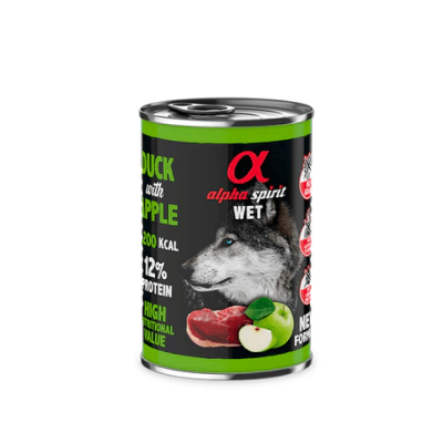 Alpha Lata Perro Adulto Pato Manzana 400 gr1