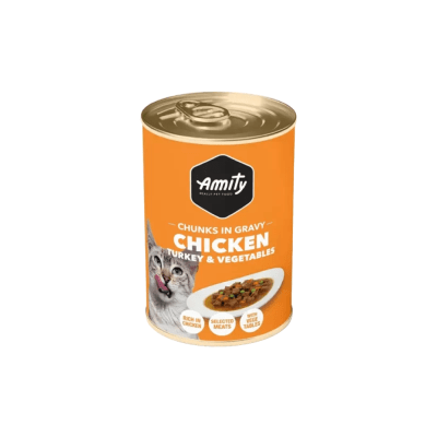 Amity Gato Lata Pollo Pavo y Vegetales 415 gr1