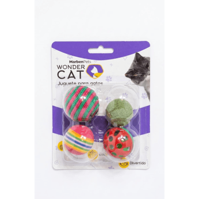 Set 4 Pelotas Surtidas Para Gato