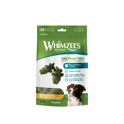 Whimzees Snack Perro Dental Alligator Raza Mediana 360 gr (12 u)