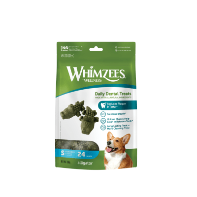 Whimzees Snack Perro Dental Alligator Raza Pequeña 360 gr (24 u)