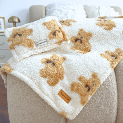 MANTA TEDDY BLANCO + ALMOHADA REGALO3