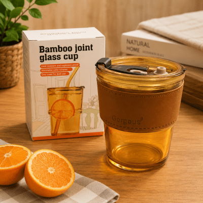 VASO DE VIDRIO FUNDA CUERO