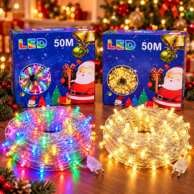 CARRETE DE LUZ MULTICOLOR 50M CON ENCHUFE