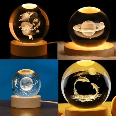 LAMPARA 3D CRISTAL DISEÑOS SURTIDOS