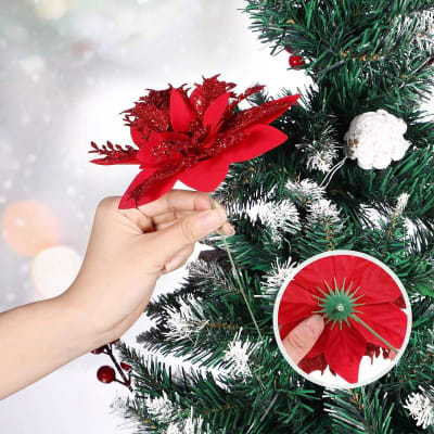 PACK 10 FLOR NAVIDEÑA ESCARCHADA1