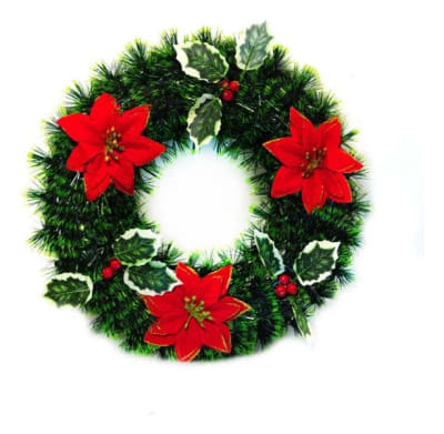 CORONA DECORADA NAVIDEÑA DE PUERTA 40CM1