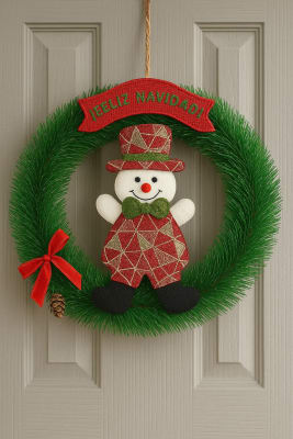 CORONA NAVIDEÑA 23CM CON MUÑECO1