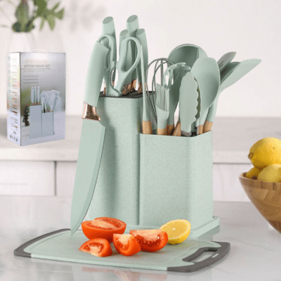 UTENSILIO DE COCINA + CUCHILLOS Y TABLA