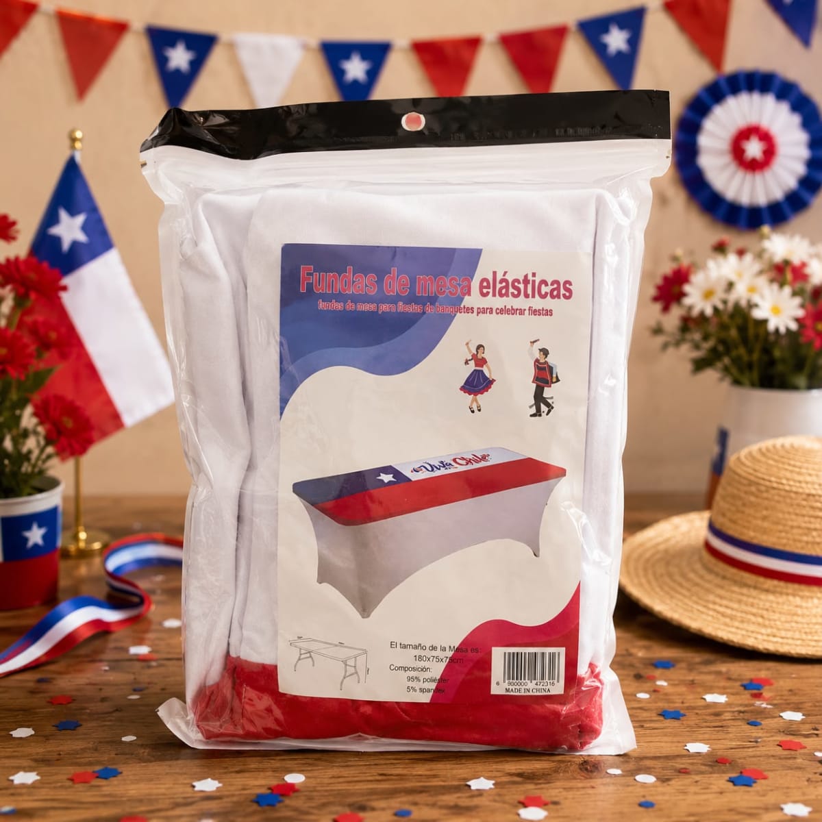 FUNDA DE MESA ELASTICA FIESTAS PATRIAS 180X75X75CM2