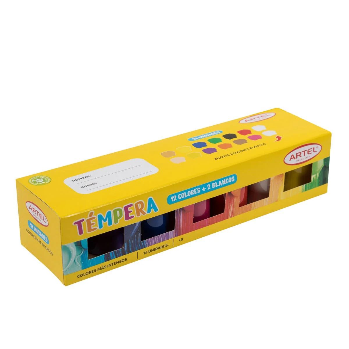 TEMPERA 12 COLORES + 2 BLANCOS ARTEL2