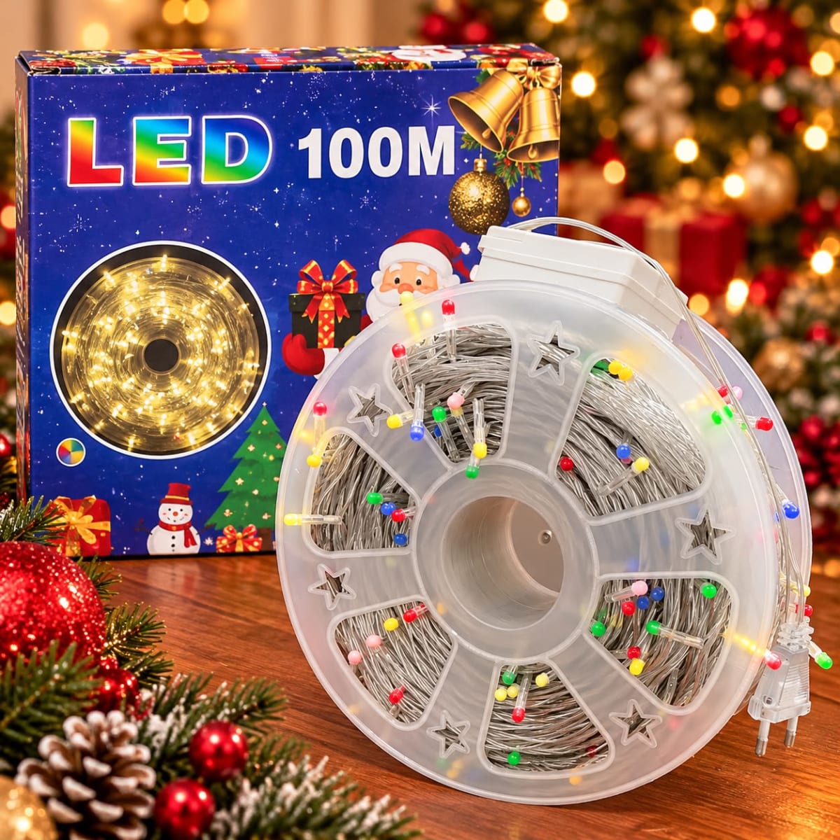 CARRETE DE LUCES DE 100M CON ENCHUFE 0