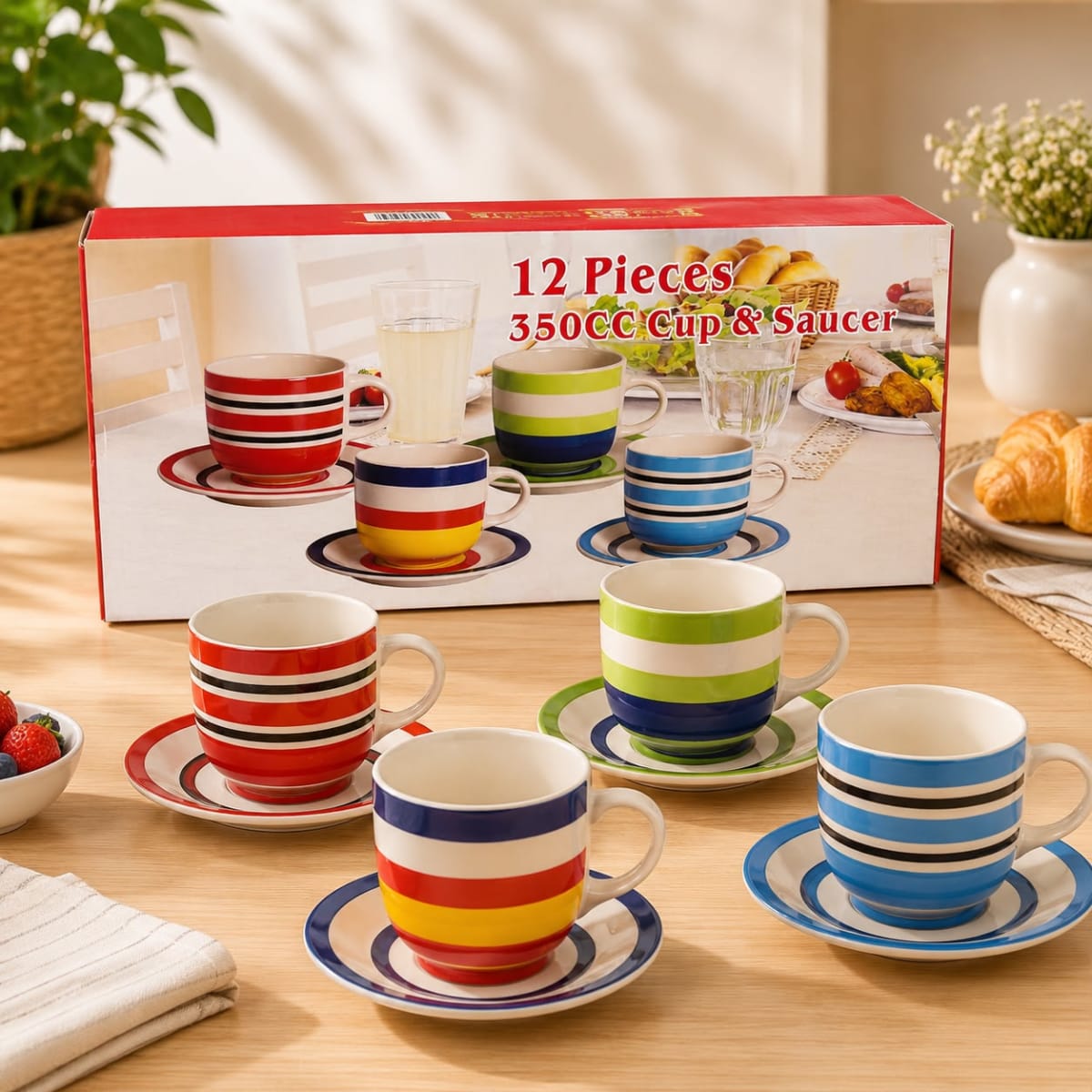 SET DE TAZAS 12 PIEZAS COLORES 0