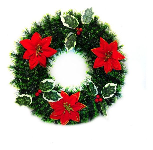 CORONA DECORADA NAVIDEÑA DE PUERTA 40CM 0