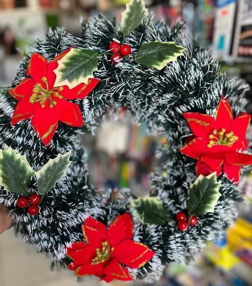 CORONA DECORADA NAVIDEÑA DE PUERTA 40CM2