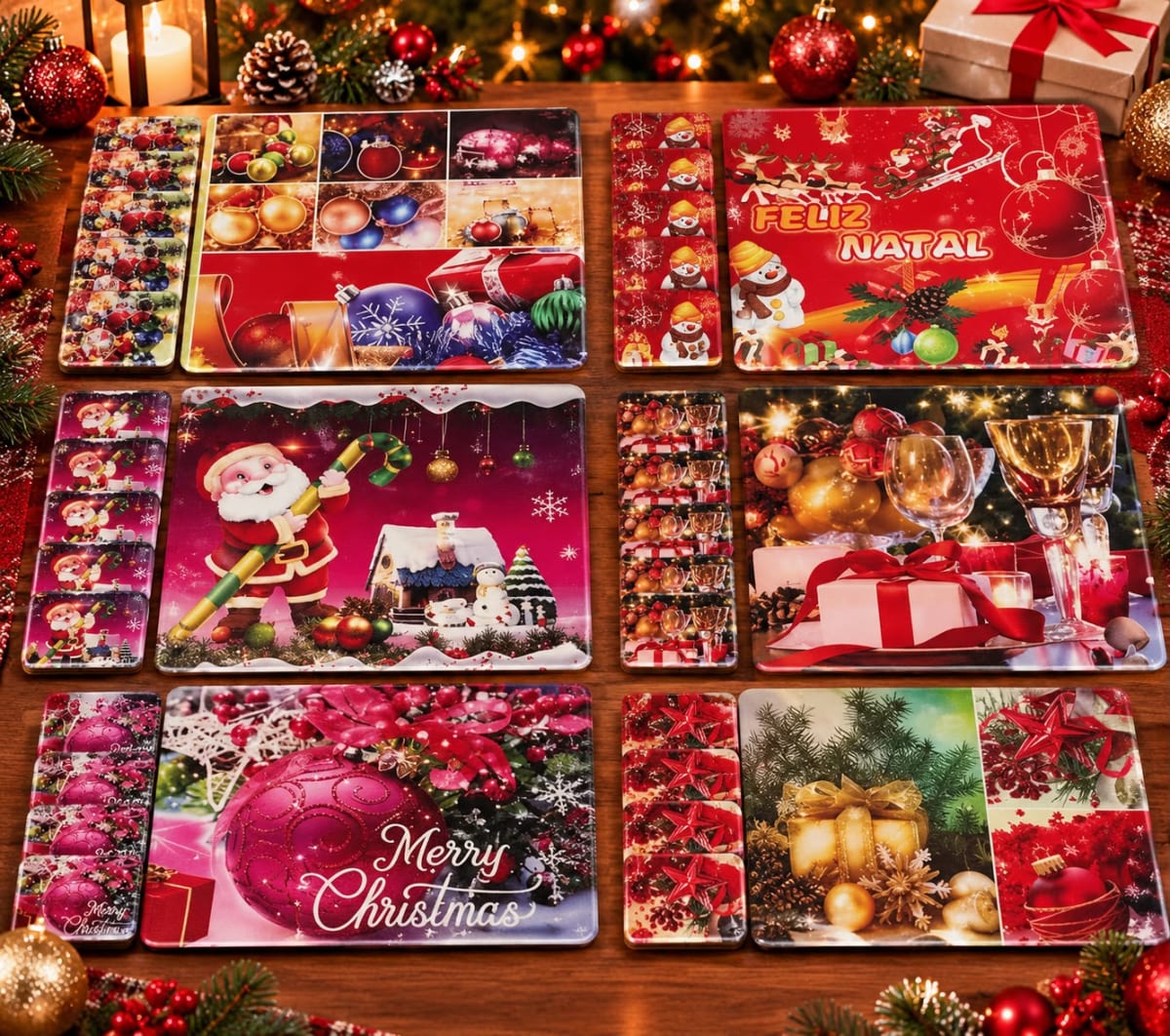 SET DE INDIVIDUAL CON PORTA VASO NAVIDEÑO 3