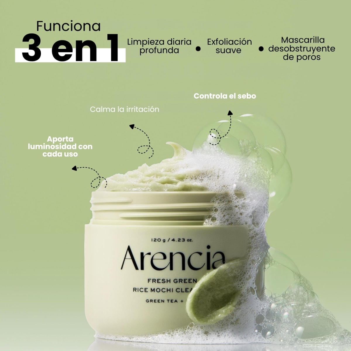 Arencia Fresh Green Rice Mochi Cleanser 120g3