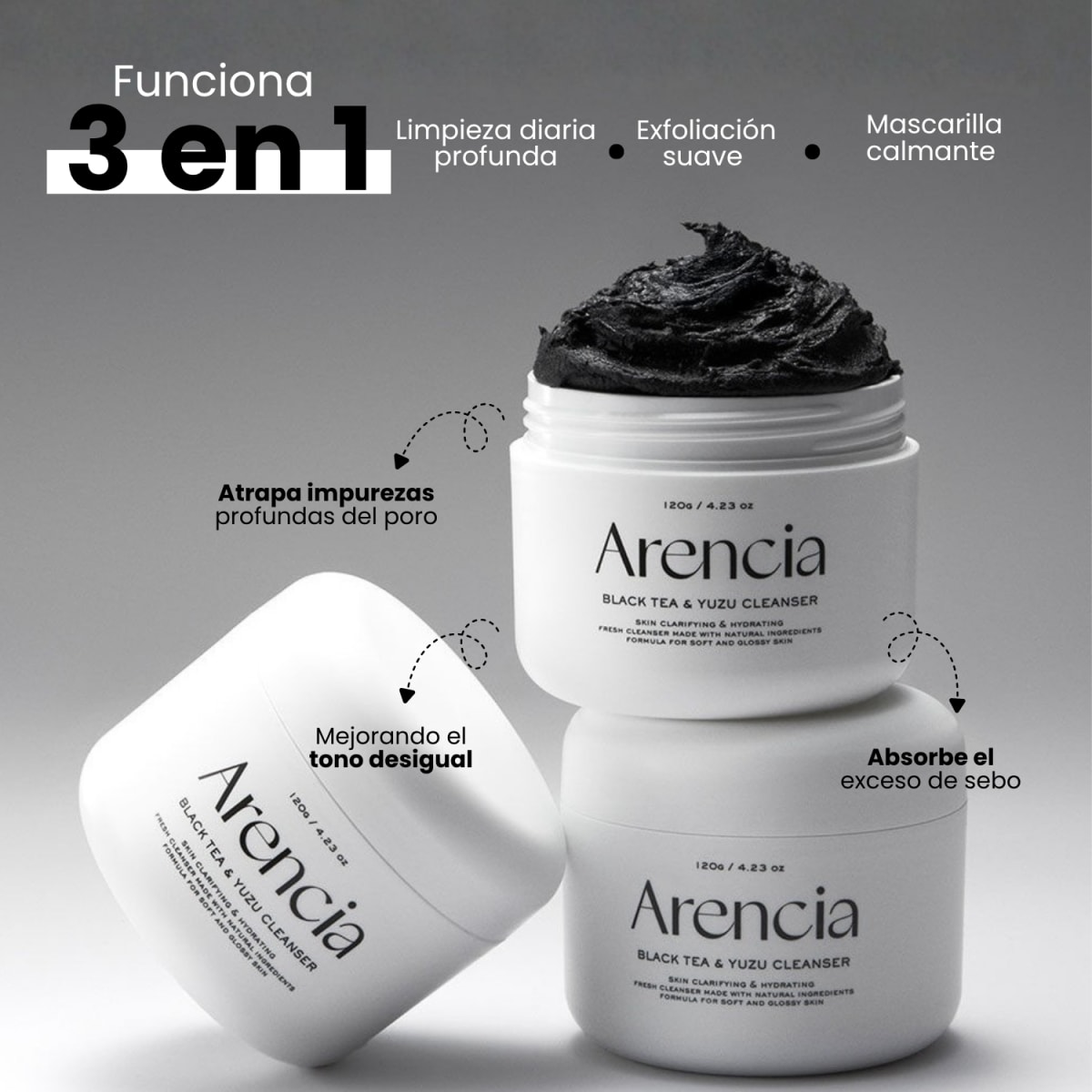 Arencia Black Tea Rice Mochi Cleanser 120g3