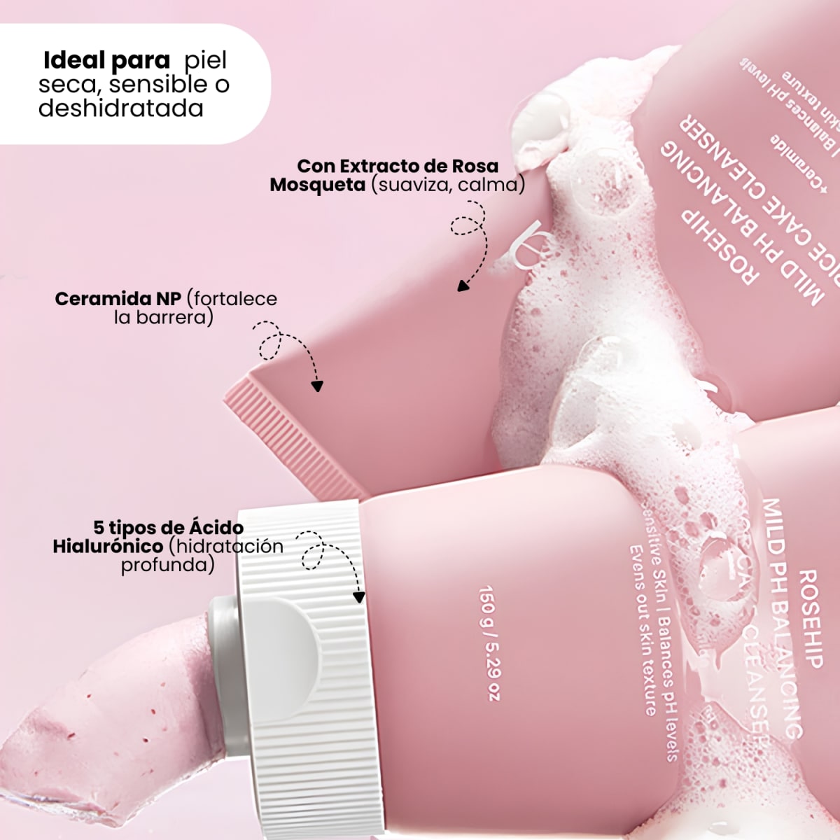 Arencia Rosehip Mild Ph Balancing Rice Cake Cleanser 150g4