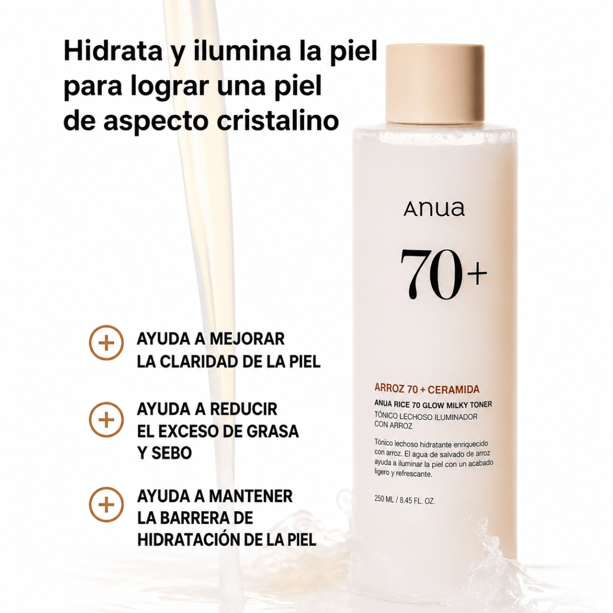 Anua Rice 70+ Glow Milky Toner 250ml2