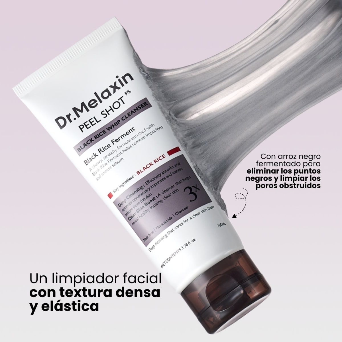 Dr Melaxin Peel Shot Black Rice Whip Cleanser 100ml2