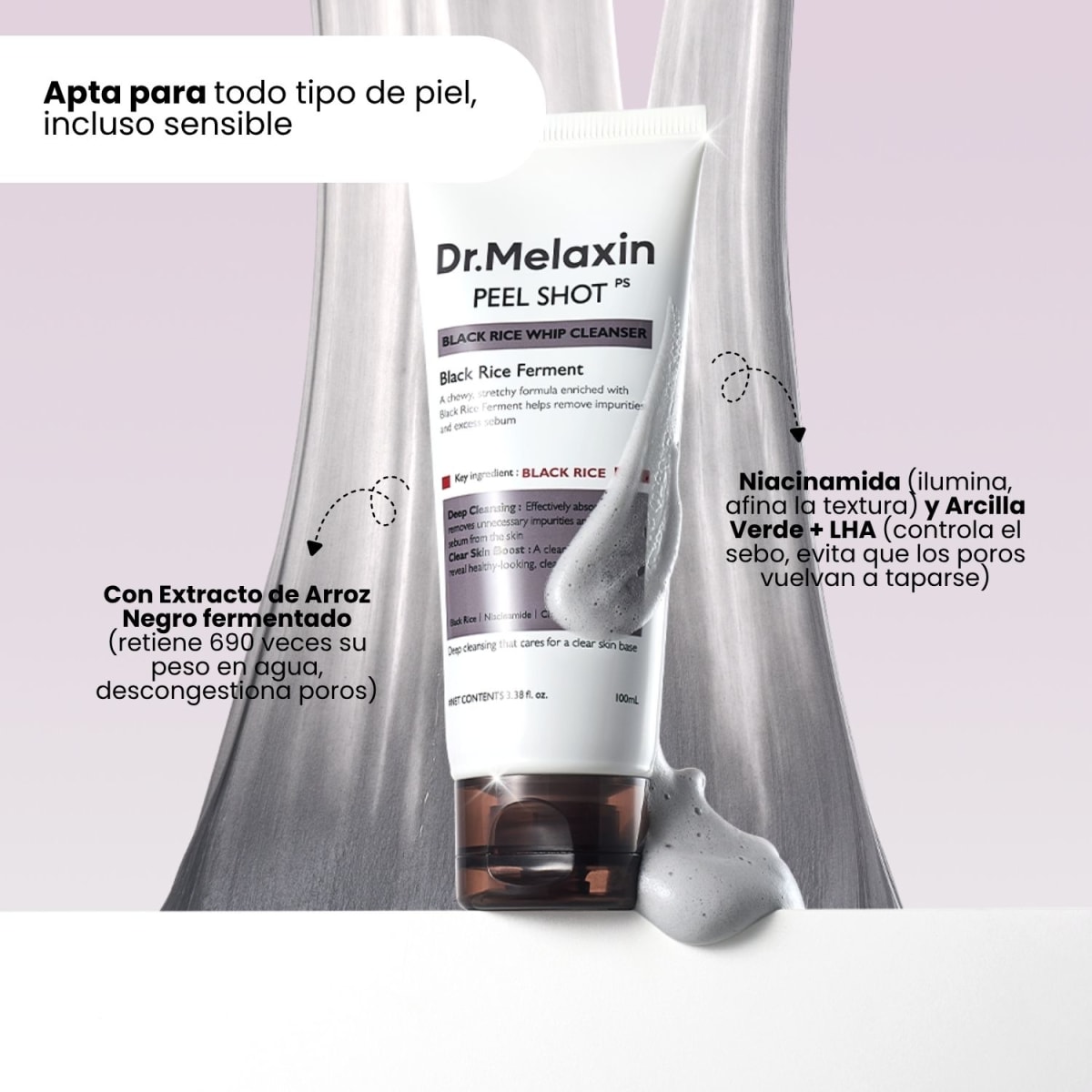 Dr Melaxin Peel Shot Black Rice Whip Cleanser 100ml4