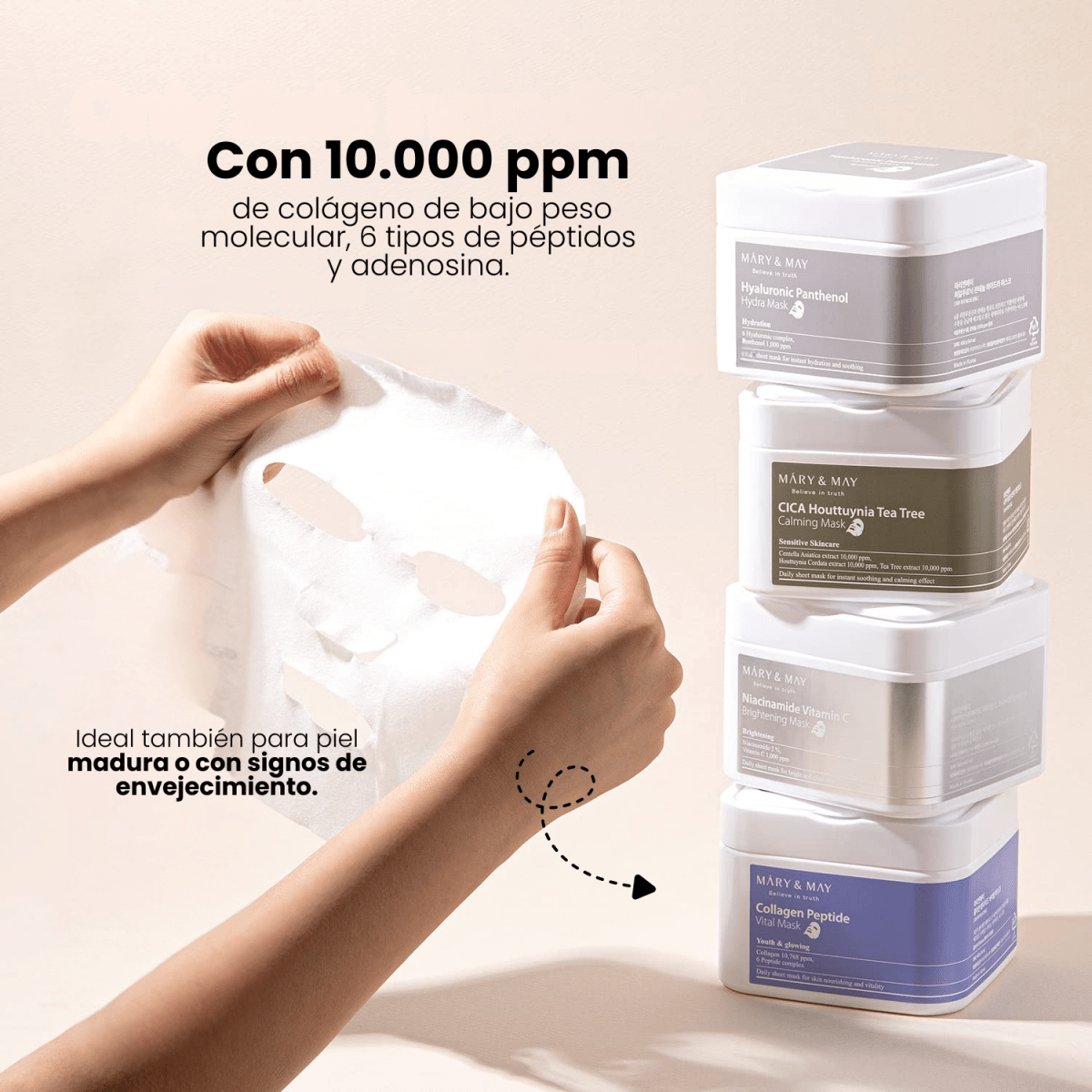 Mary & May Collagen Peptides Vital Mask (30 Mascarillas)2