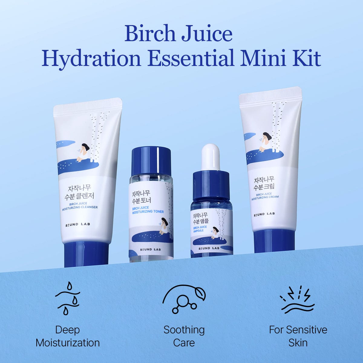 Round Lab Travel-Friendly Mini Skincare Kit Birch Juice Trial Kit3