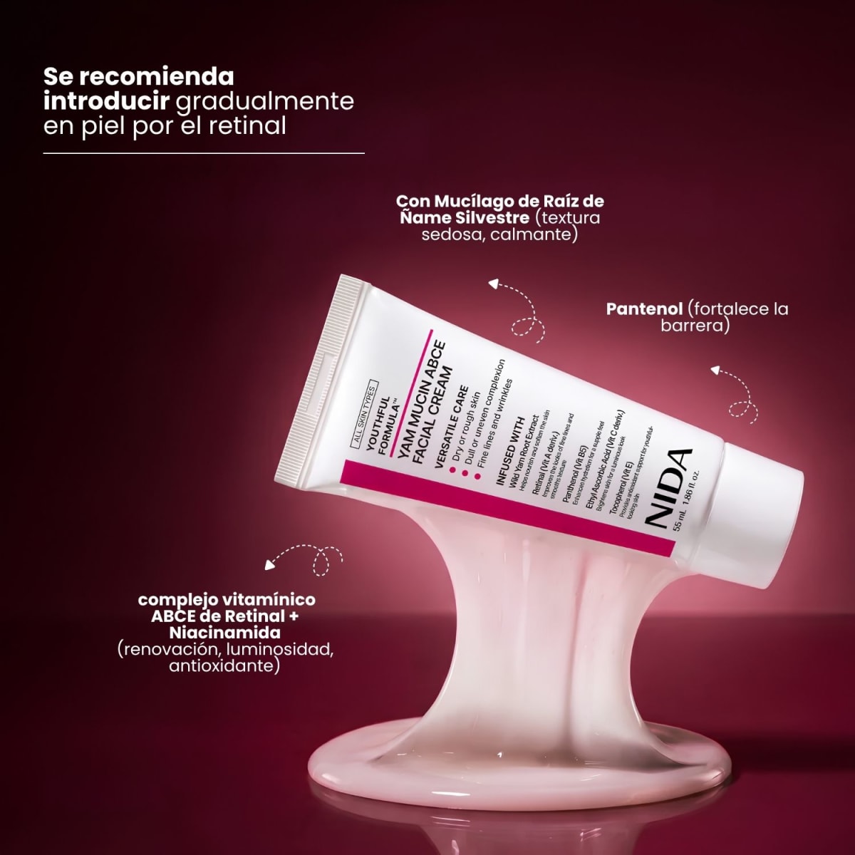 Nida Youthful Formula Yam Mucin ABCE Facial Cream 55ml4
