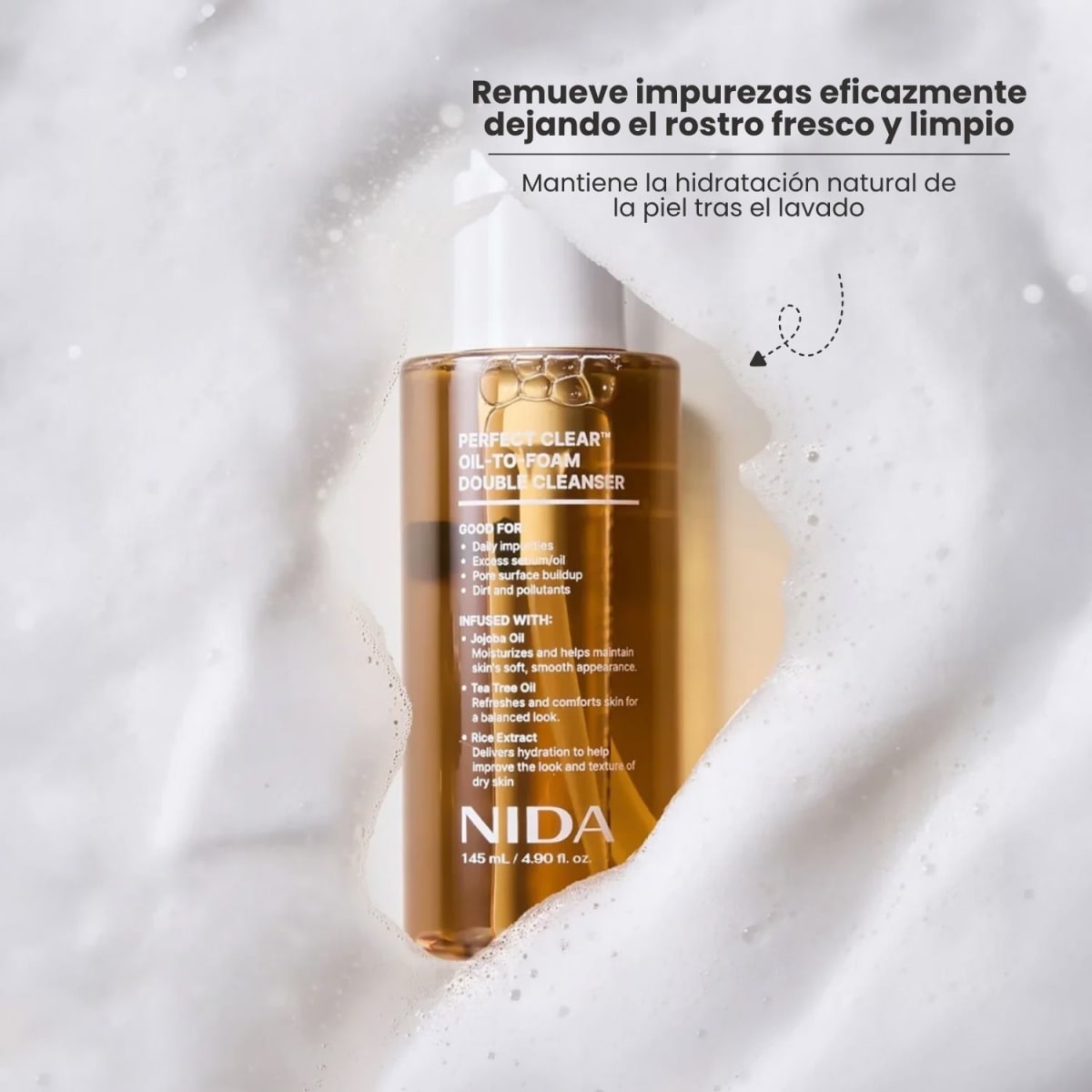 Nida Perfecto Clean Oil-to-Foam Double Cleanser 145ml3