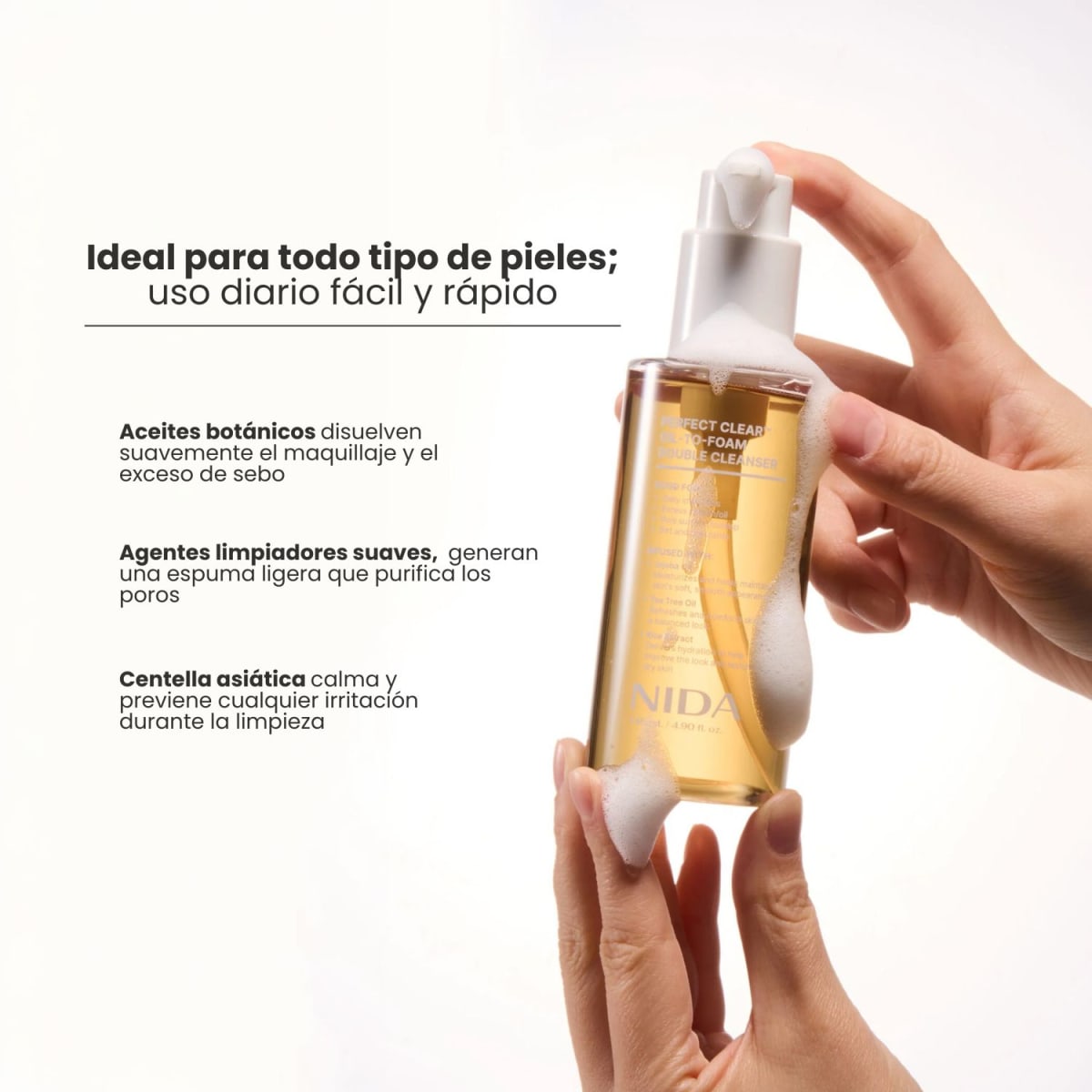 Nida Perfecto Clean Oil-to-Foam Double Cleanser 145ml4