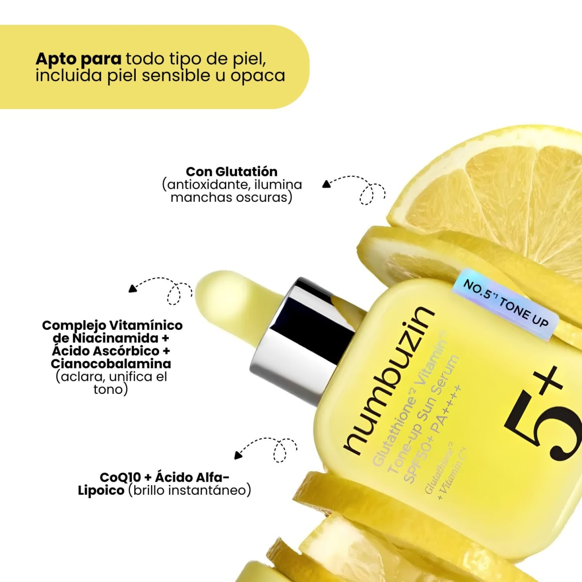 Numbuzin N°5+ Glutathione Vitamin Tone-up Sun Serum 30ml4