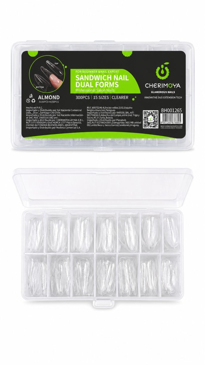 Tips Softgel Dual System Dobles Sandwich 300 Piezas Cherimoya2