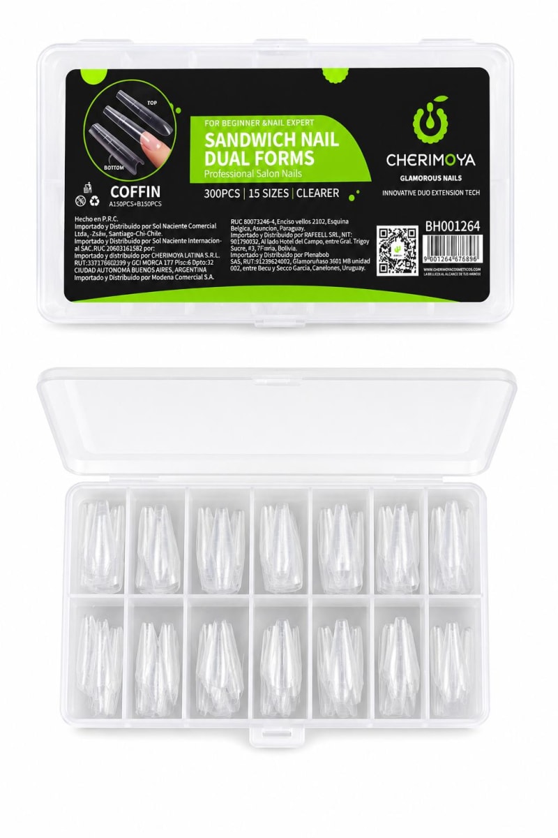 Tips Softgel Dual System Dobles Sandwich 300 Piezas Cherimoya3