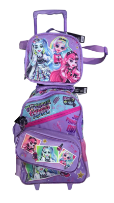 MOCHILA PROMO BTS CON RUEDAS 3 PCS MONSTER HIGH