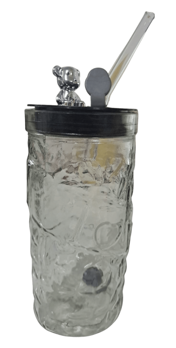 VASO VIDRIO CON TAPA Y BOMBILLA 400ML2