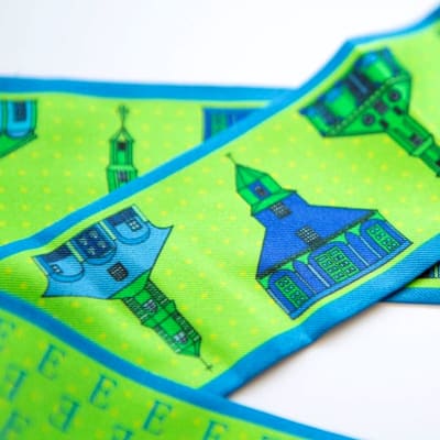 TWILLY 100% SEDA NATURAL IGLESIAS BLUE GREEN