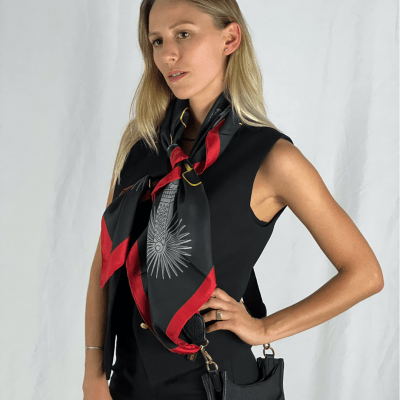 PAÑUELO 100% SEDA NATURAL ESPUELAS BLACK