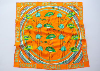 PAÑUELO 100% SEDA NATURAL FLAMINGO TUMERIC / BERMUDA1