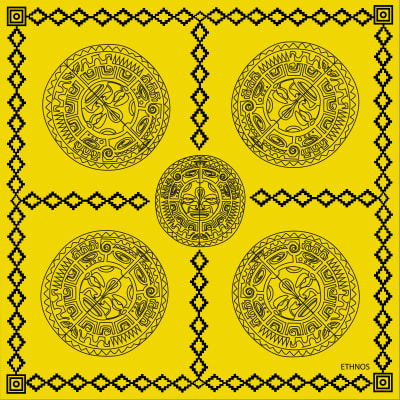 PAÑUELO 100% SEDA NATURAL TATUAJES QUINCE BLACK B1