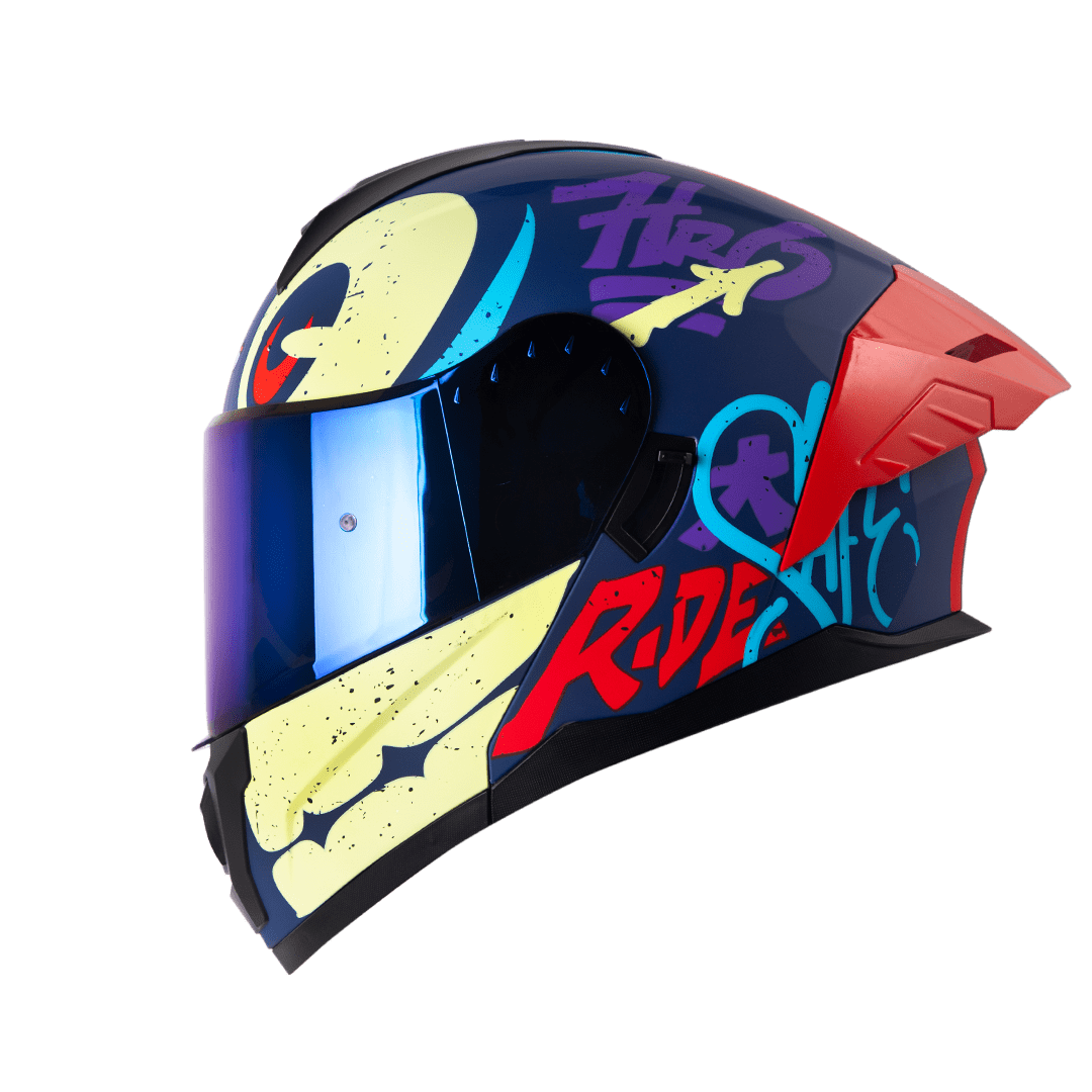 Casco moto hro 3480dv letter face az.os mr abatible con sun visor