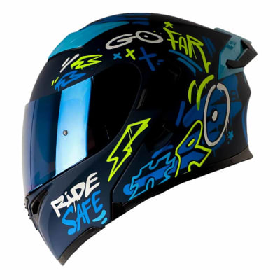 Casco Moto Hro 3400dv destroy azul Abatible Sun Visor Certificación Dot