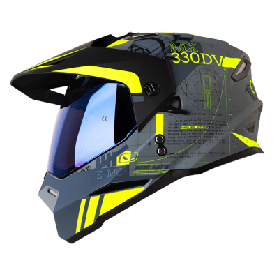 Casco moto hro mx-330dv space race gr.os am.n multiproposito