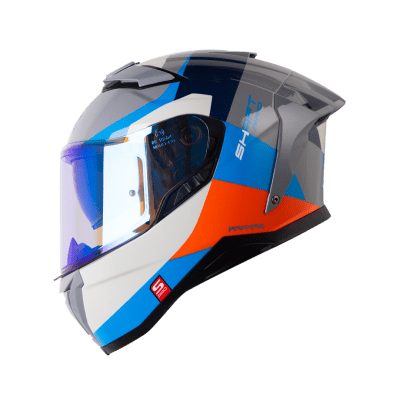 Casco moto shaft pro 606sp flame gr az integral con sun visor1