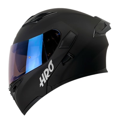 Casco Moto Hro 3400dv solid negro mate az Abatible Sun Visor Certificación Dot1