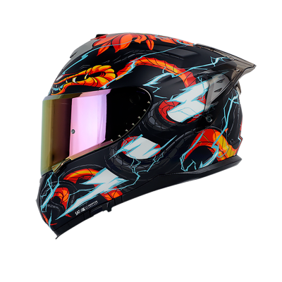 Casco moto Shaft pro 610dv evo fire thunder ng az integral sun visor