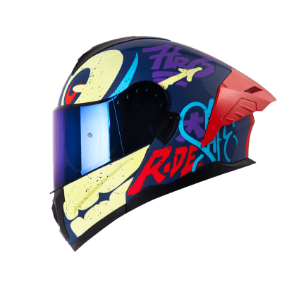 Casco moto hro 3480dv letter face az.os mr abatible con sun visor dot1