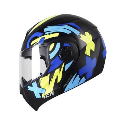 Casco moto ich 3110 abatible brushter az con sun visor certificación dot 3cv